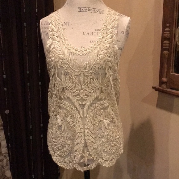 BANANA  L  Sleeveless Shear Gold Cami Top NEW WITH BRAND TAG. 100% Cotton - Picture 12 of 16